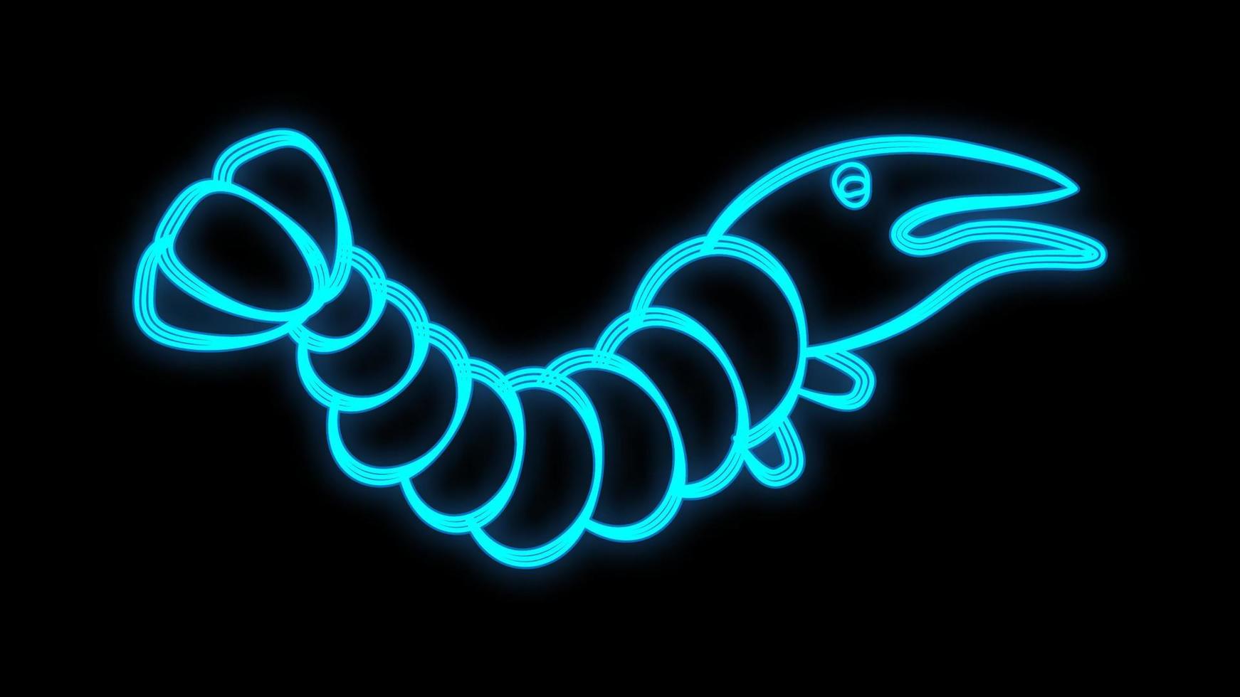 Shrimp Neon Light Glowing Vector Illustration Graphic Sign Bright with Dark Background