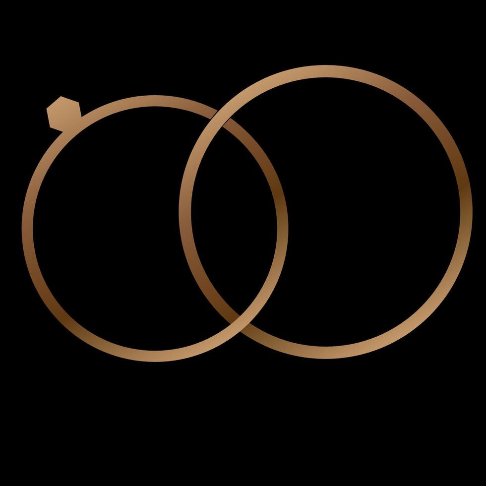 Vector gold wedding ring icon on black background. Eps10 Vector Illustration