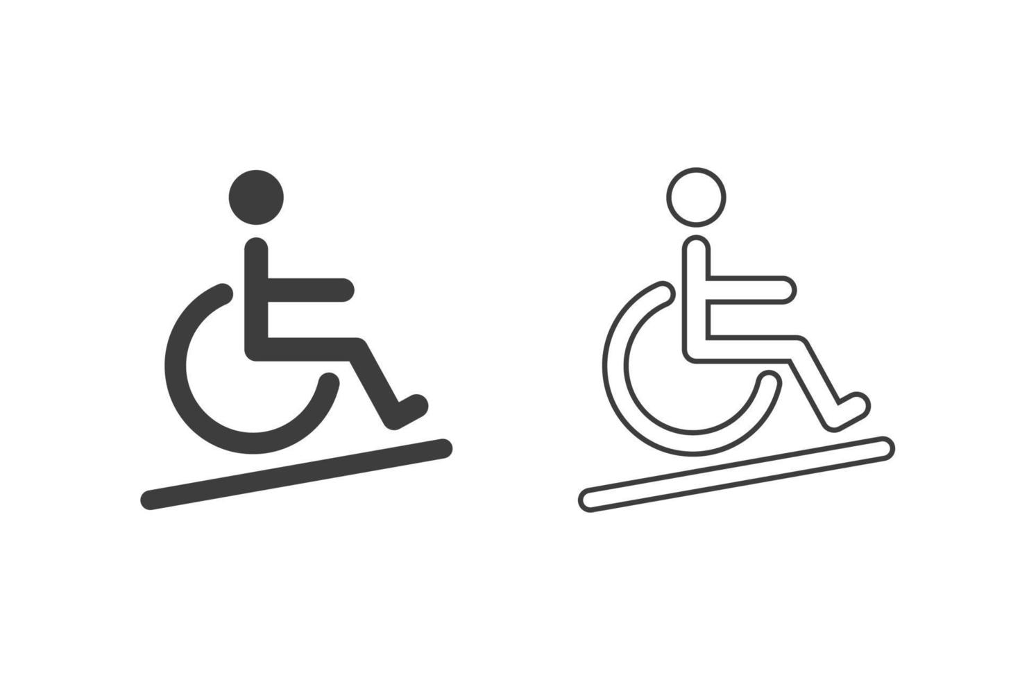 persona discapacitada para inodoro ilustración vectorial diseño de estilo glifo con 2 iconos de estilo en blanco y negro. aislado sobre fondo blanco. vector