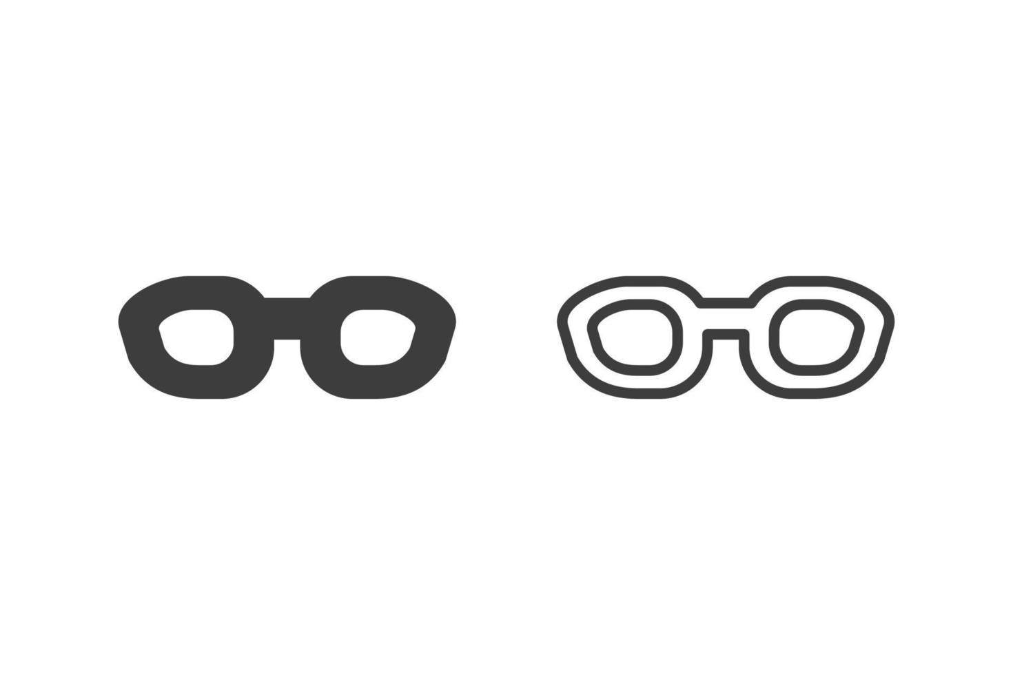 gafas de sol planas ilustración vectorial diseño de estilo glifo con 2 iconos de estilo en blanco y negro. aislado sobre fondo blanco. iconos de viaje. vector