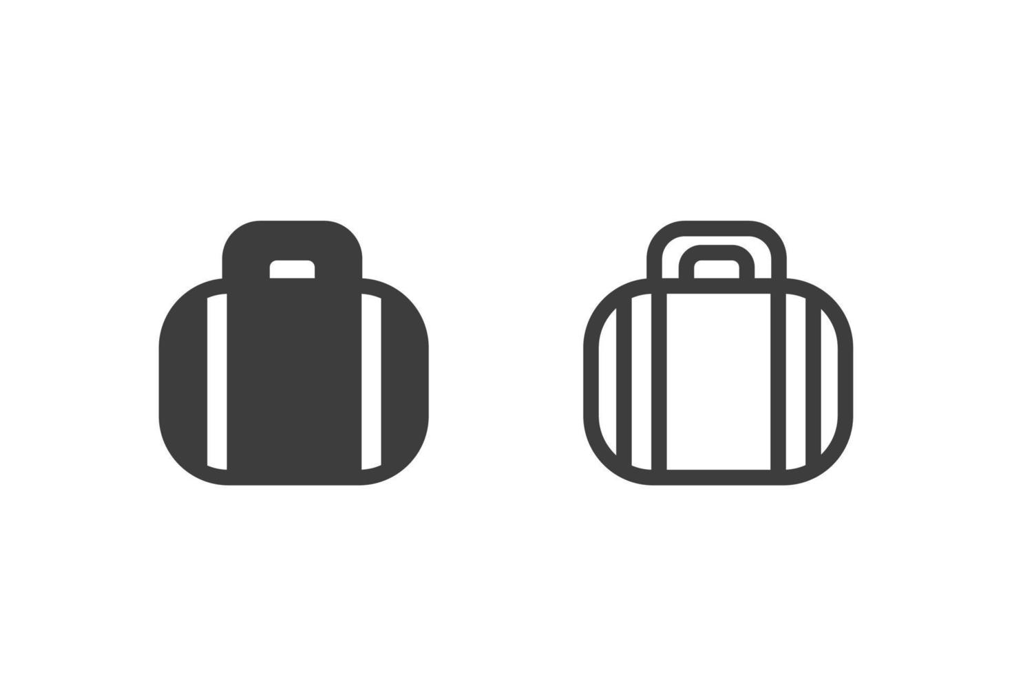 Travel luggage flat vector illustration glyph style design with 2 style icons black and white. Isolated on white background. Travel icons.