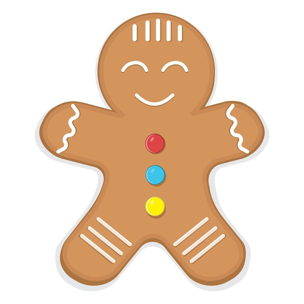Christmas Gingerbread man, color Vector illustration.