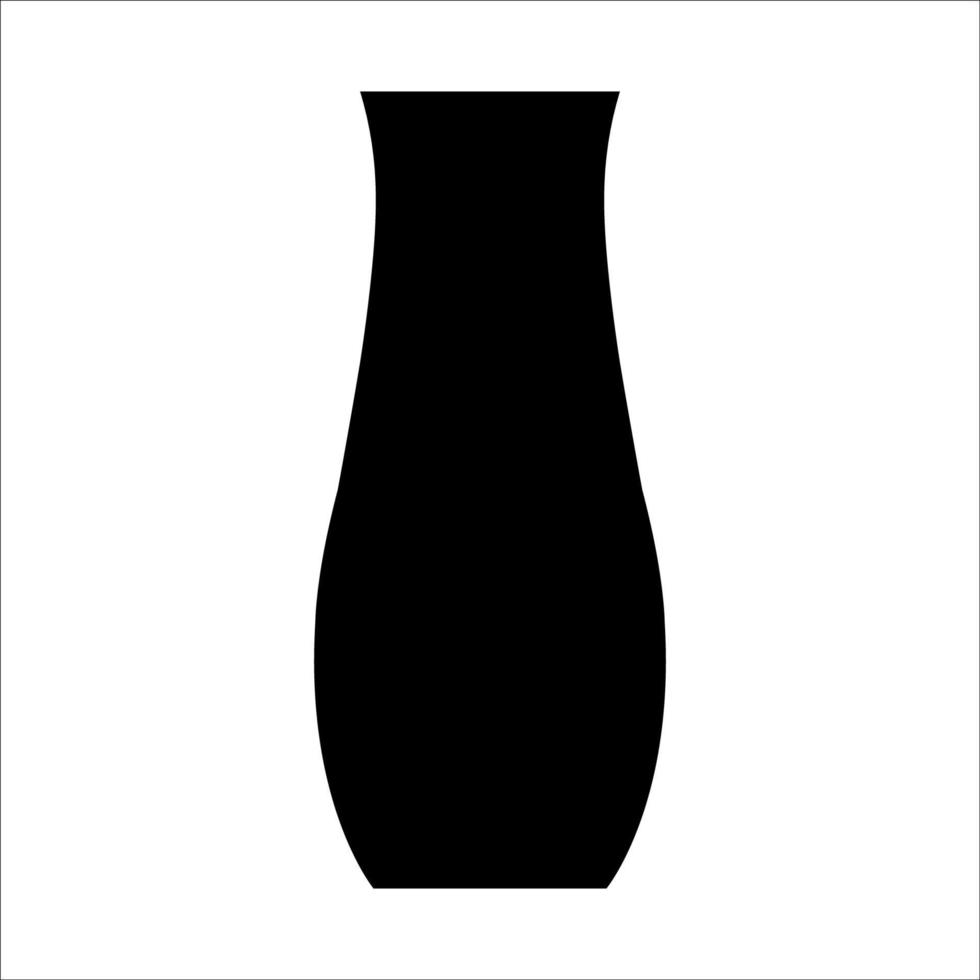 Black vector illustration of modern ceramic vase. Single element in trendy boho style isolated on white background