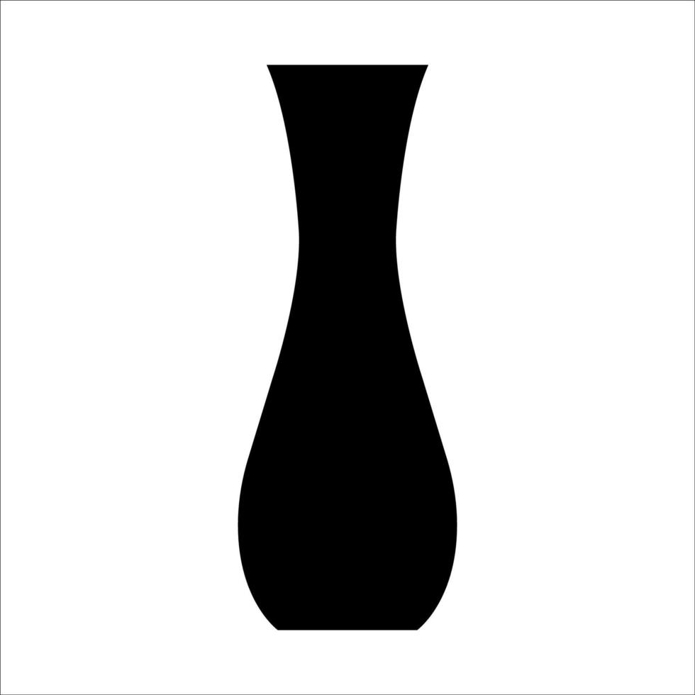 Black vector illustration of modern ceramic vase. Single element in trendy boho style isolated on white background