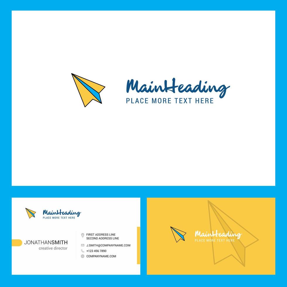 Paper plane Logo design with Tagline Front and Back Busienss Card Template Vector Creative Design