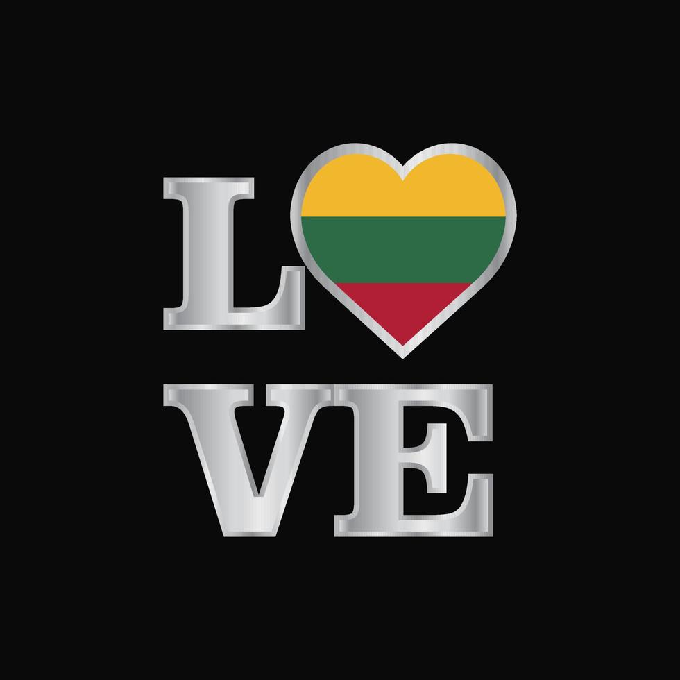 Love typography Lithuania flag design vector beautiful lettering