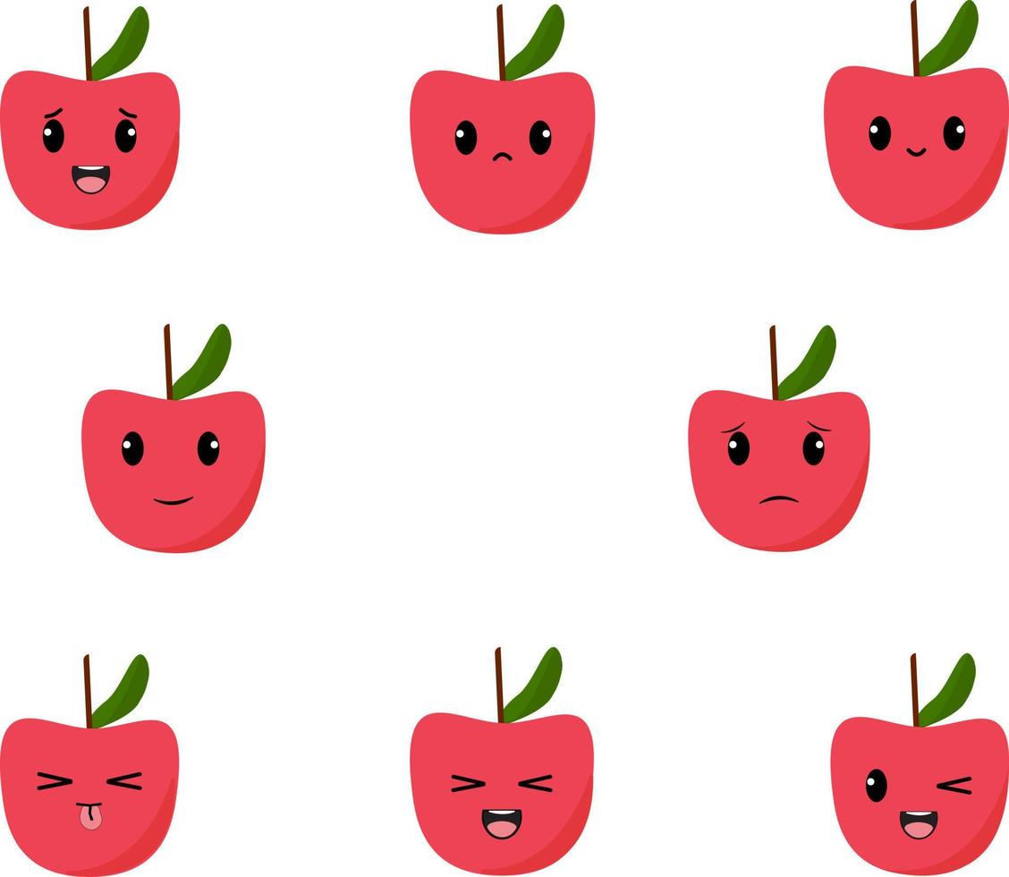 flat design vector illustration of red apples with white background