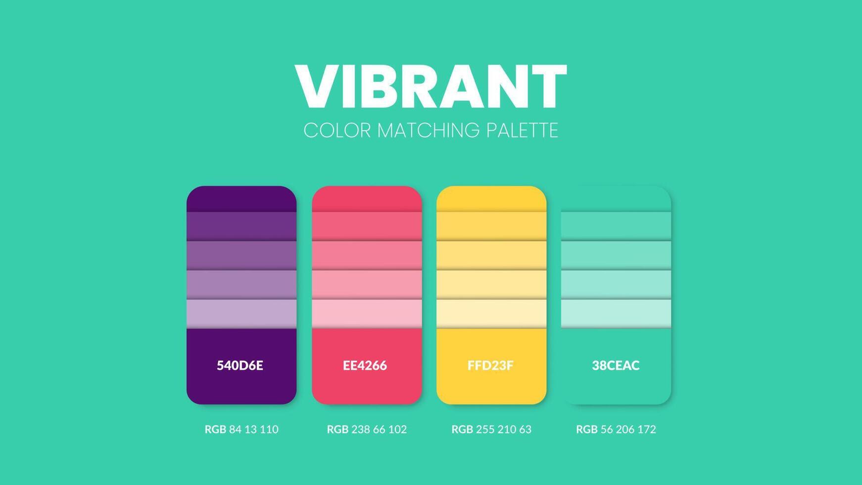 Vibrant color guide book cards samples. Color theme palettes or color schemes collection. Colour combinations in RGB or HEX. Set of trend color swatch cataloque inspiration for fashion or design. vector