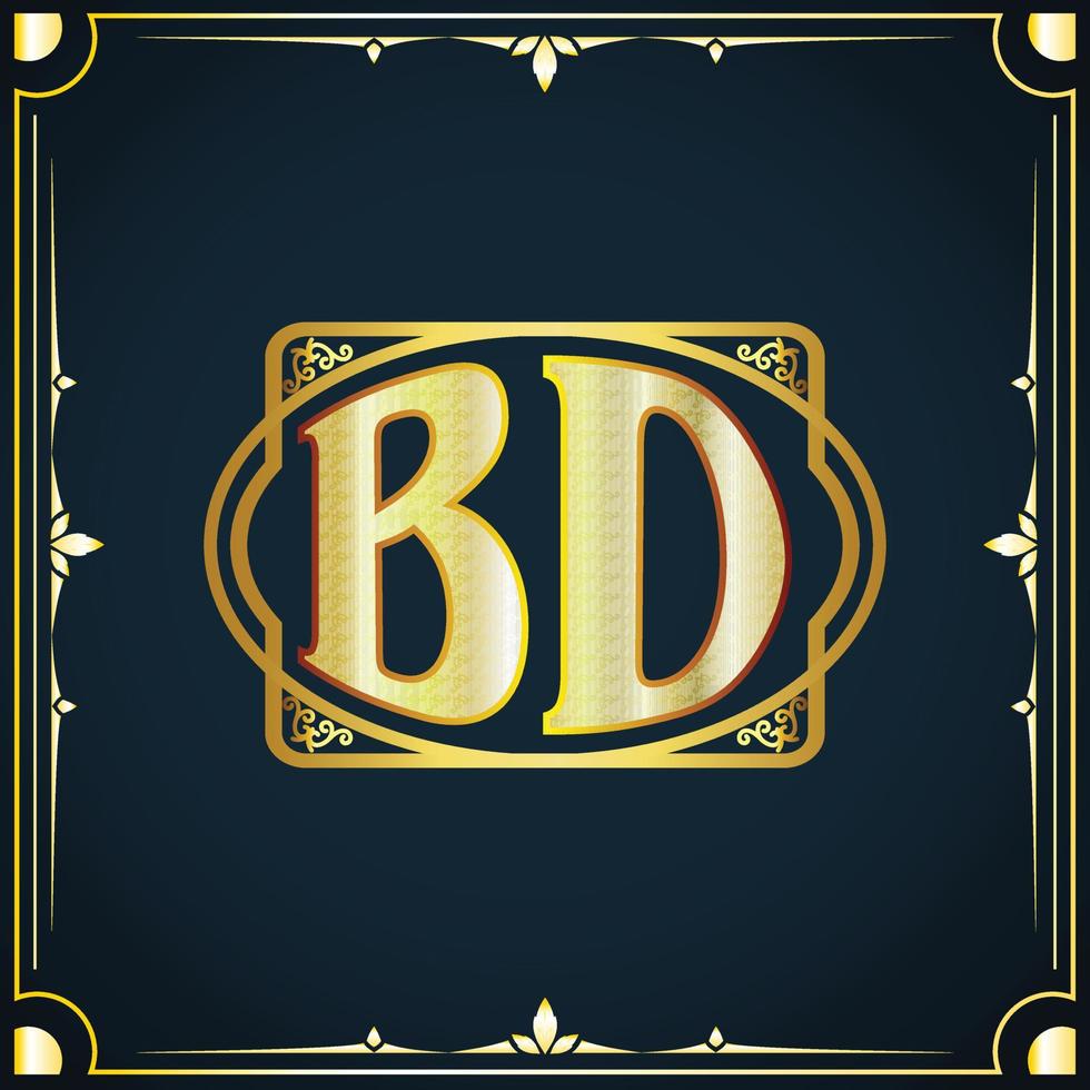 Initial letter BD royal luxury logo template vector