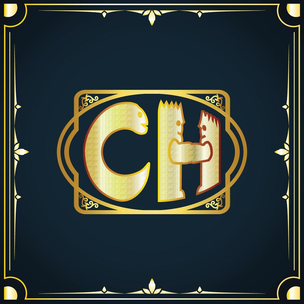Initial letter CH royal luxury logo template vector