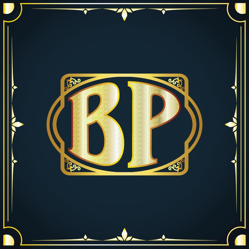 plantilla de logotipo de lujo real de letra inicial bp vector