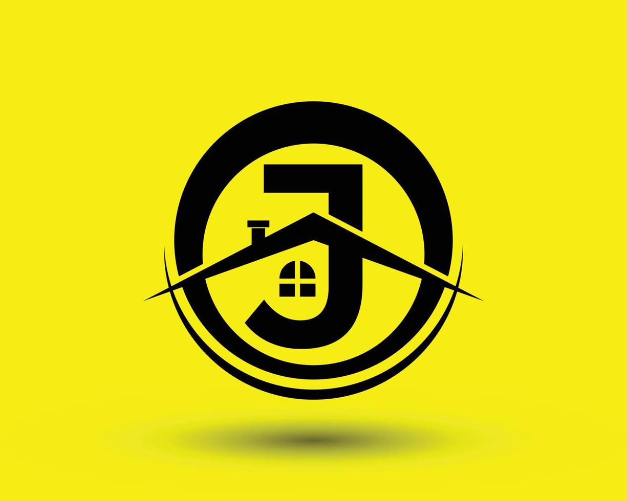 Abstract letter J with real estate logo Premium Vector
