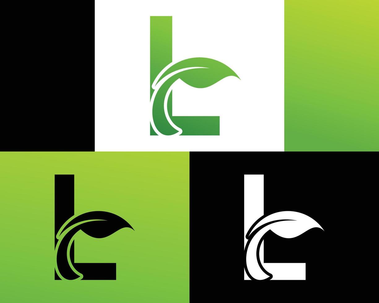 Abstract letter L green leaf logo vector