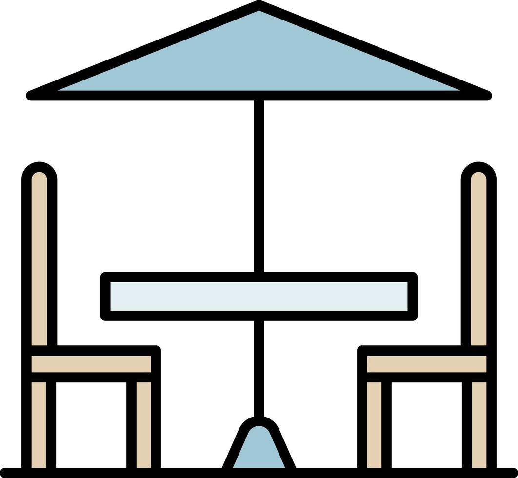 terrace, table, two tables, umbrella color icon vector