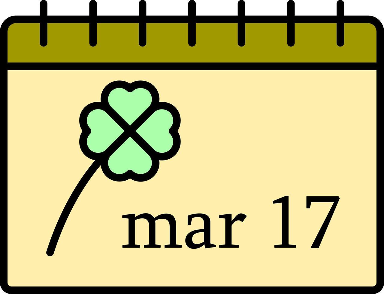 Calendar, March 17 color icon vector