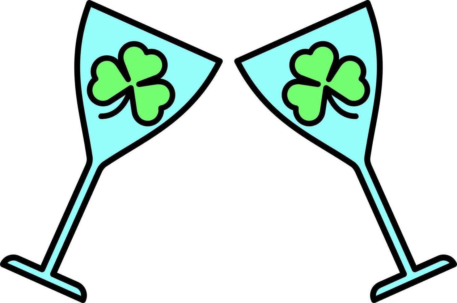 Two glasses, shamrock color icon vector