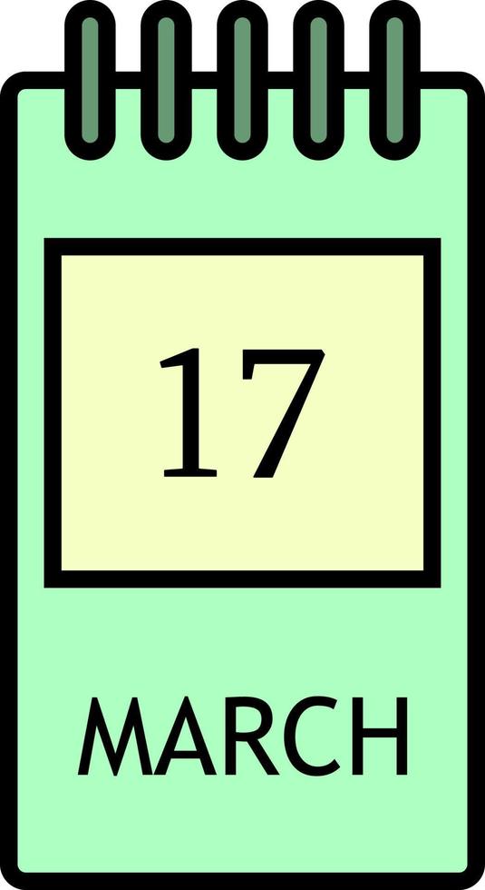 calendario, icono de color del 17 de marzo vector