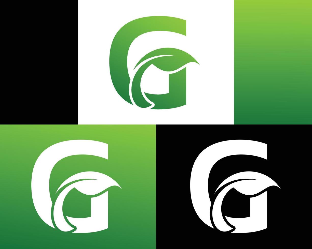 resumen letra g logotipo de hoja verde vector