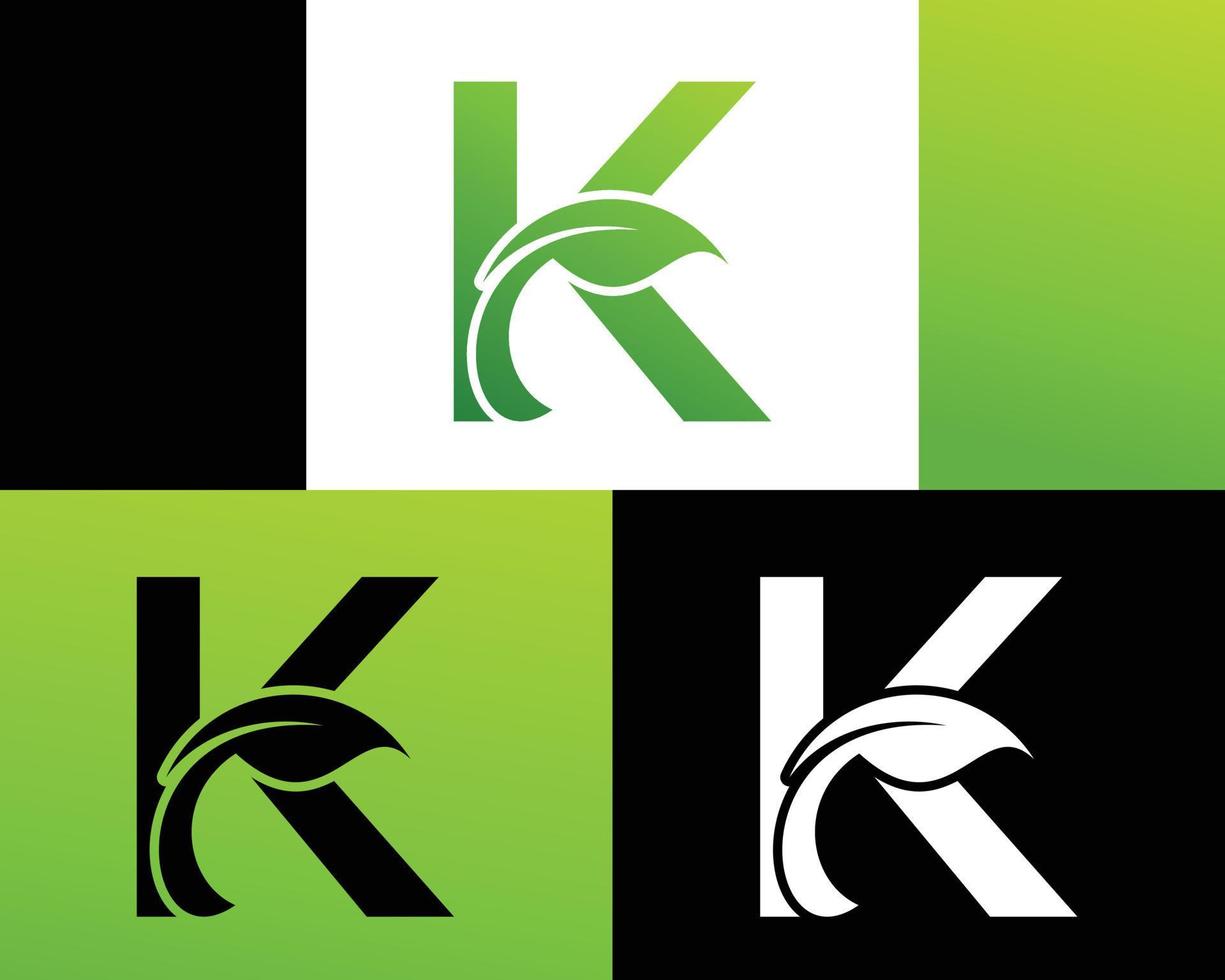 logotipo abstracto de la hoja verde de la letra k vector