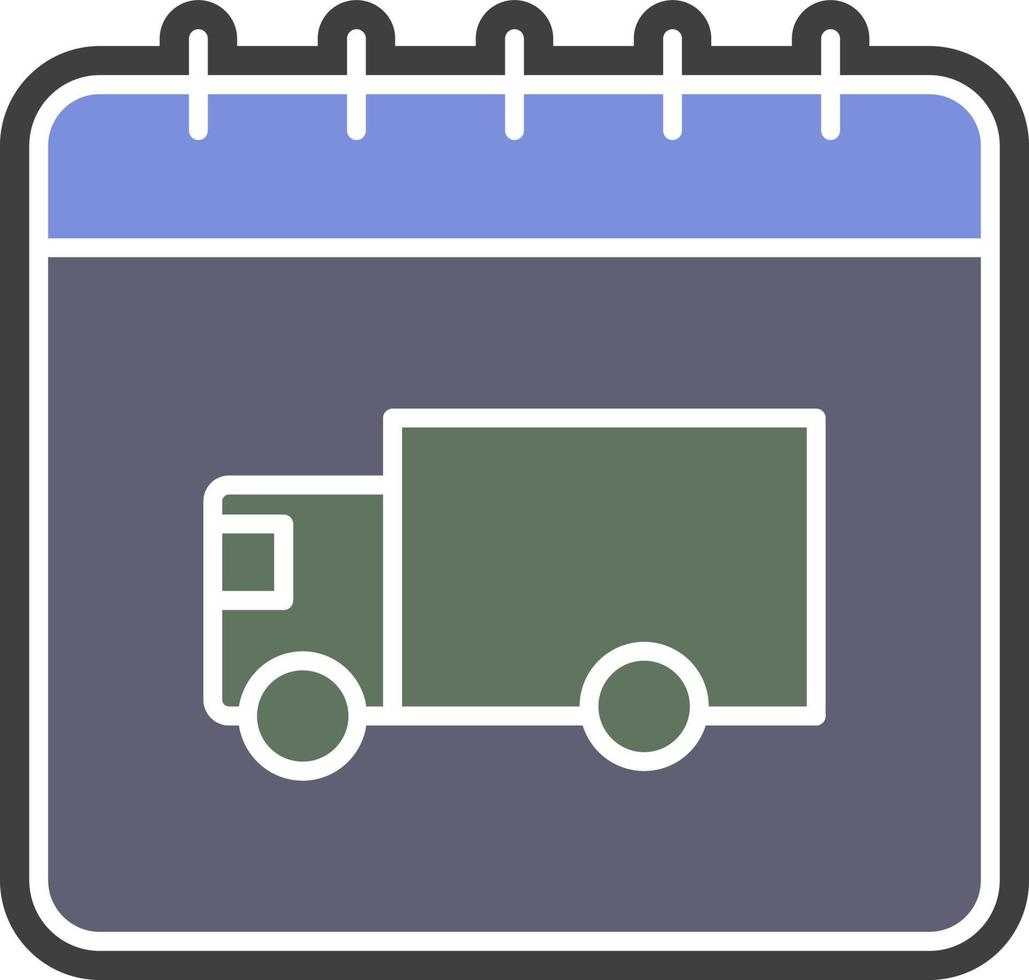 calendario, icono de color de camión vector