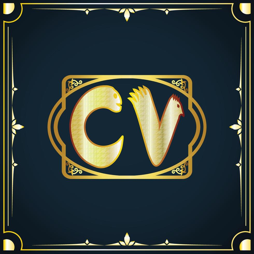 letra inicial cv plantilla de logotipo de lujo real vector