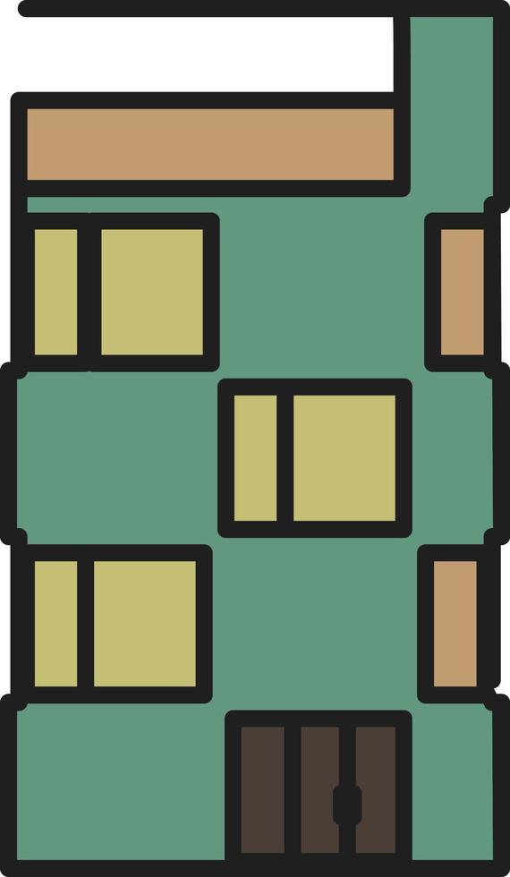 Building outline color icon vector