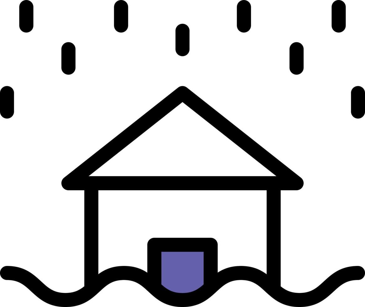 raining, house color icon vector
