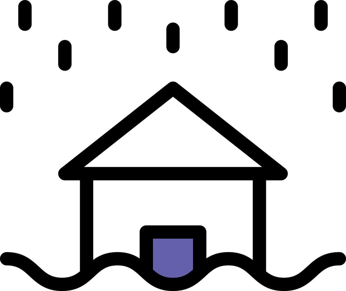 lloviendo, icono de color de la casa vector