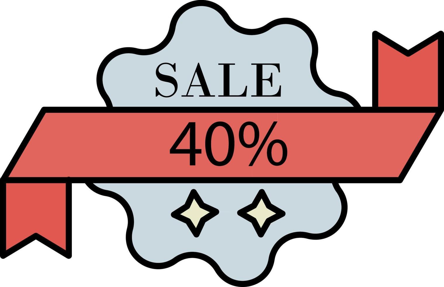 Label, sale, discount, 40 percent color icon vector
