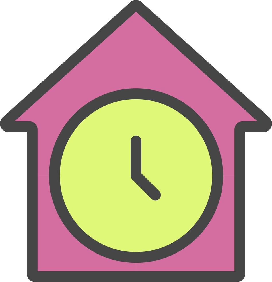 casa, pared, icono de color del reloj vector