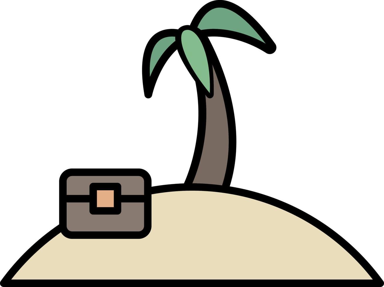 island, chest, palm color icon vector