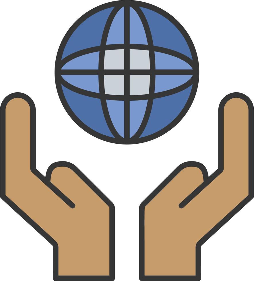 Globe in hand color icon vector