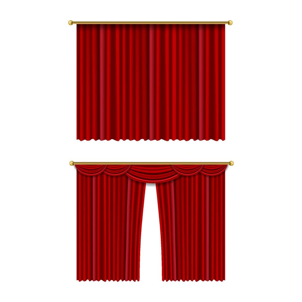 Realistic luxury curtain cornice decor domestic fabric vector