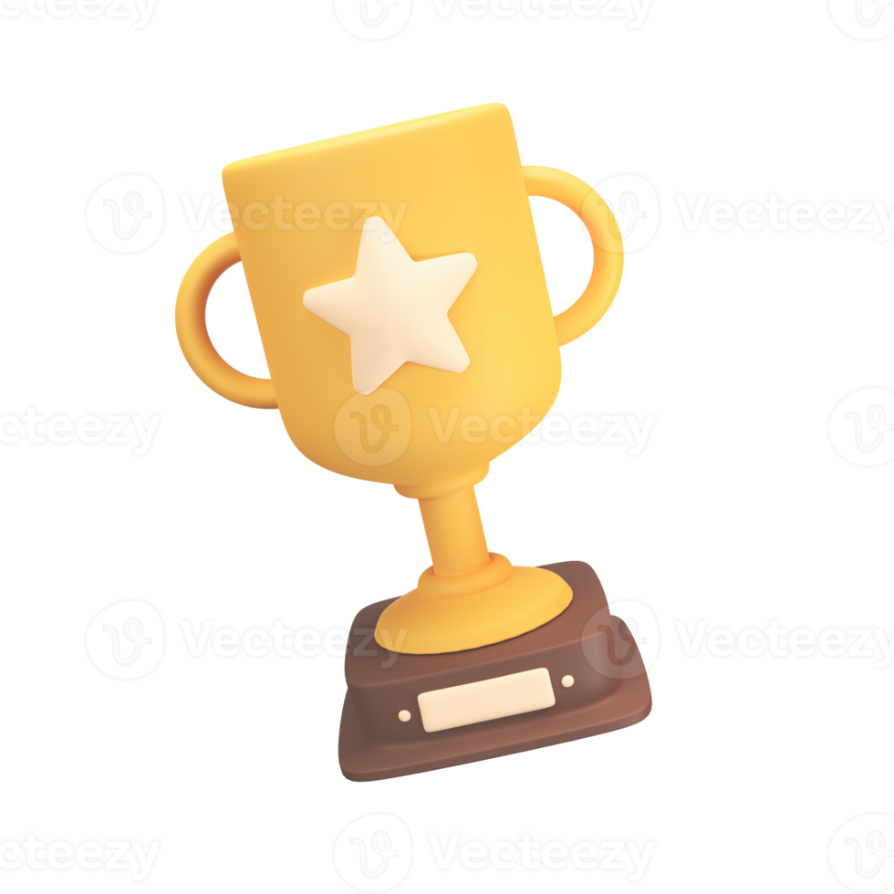 3d golden trophy Awards for winners of sports events success concept png