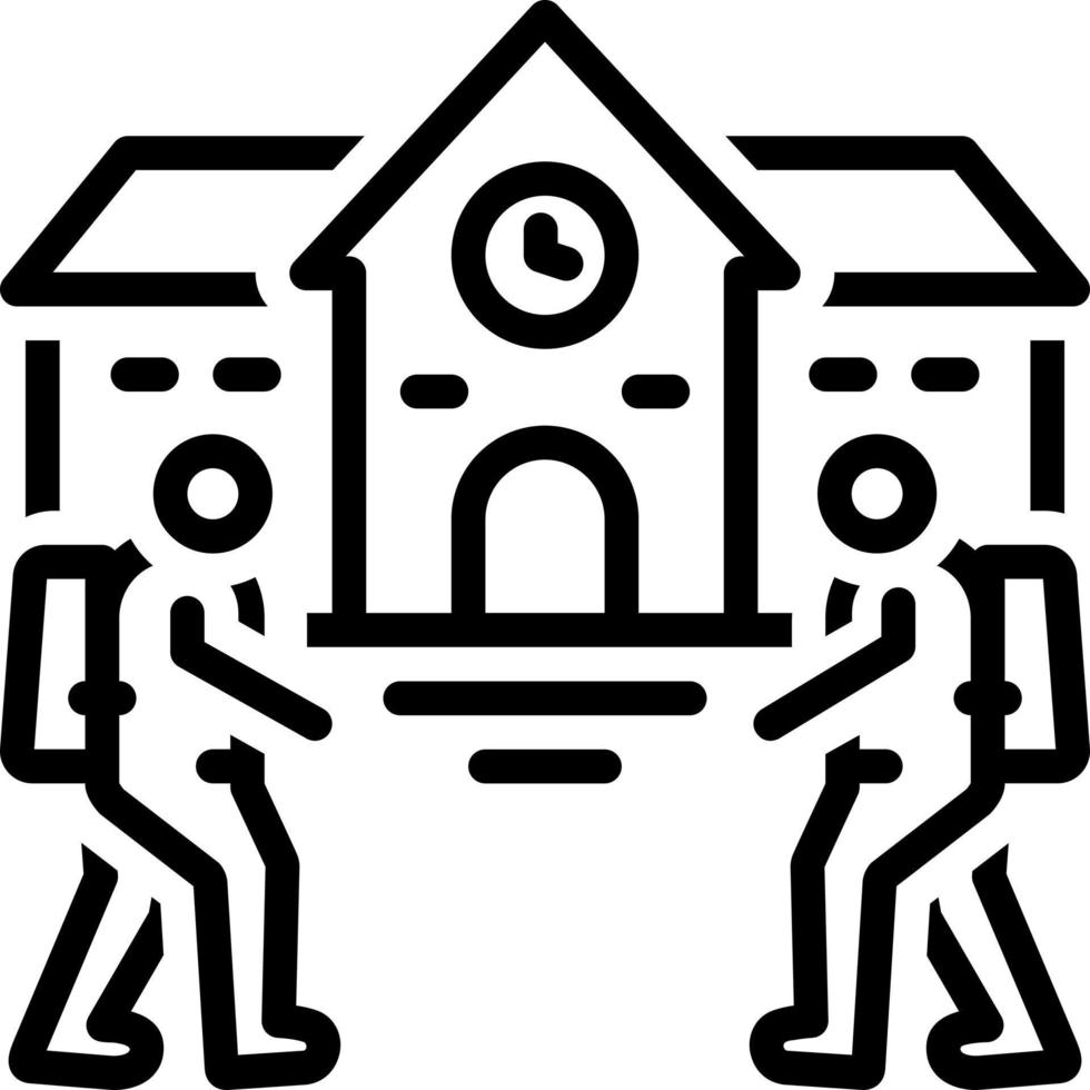 line icon for students entering in the school vector