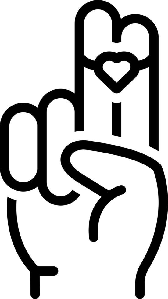 line icon for heart on two finger vector