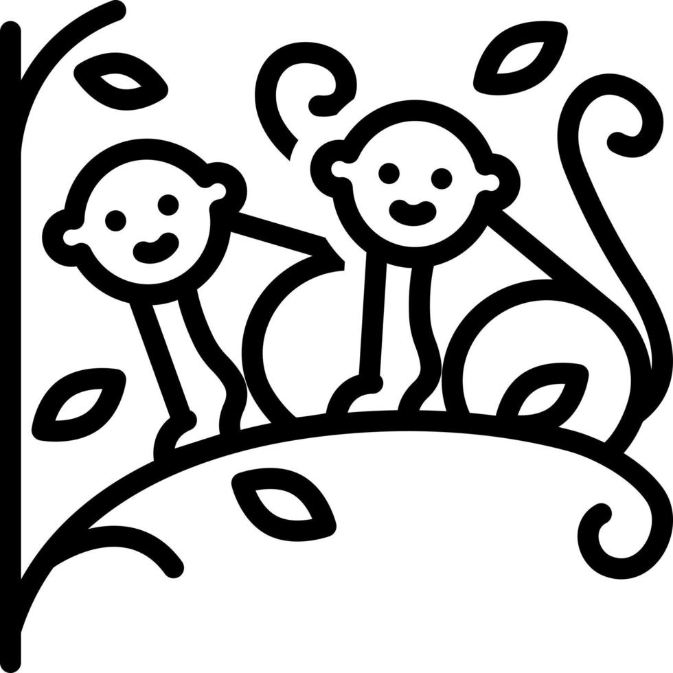 line icon for monkey set on tree vector