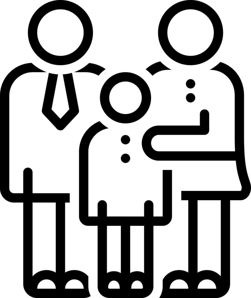 icono de línea para padres con palo de niños vector