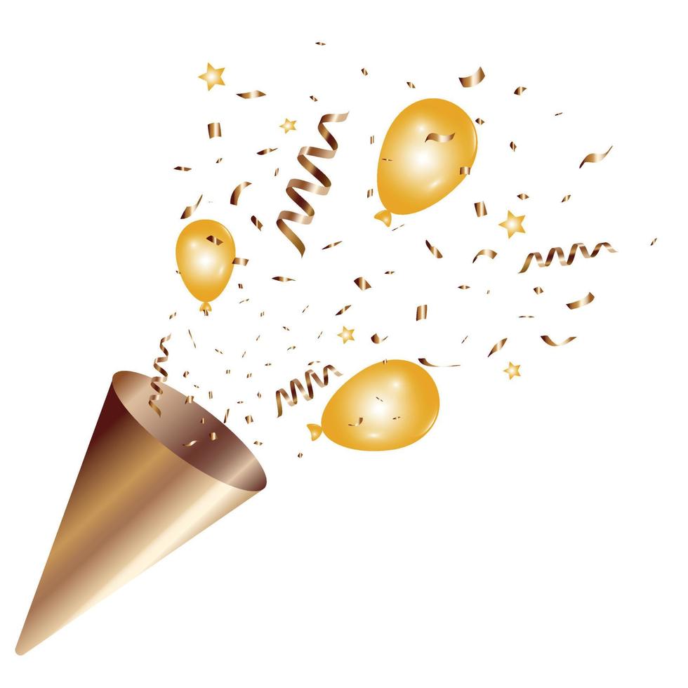 cute party popper confetti set illustration set. confetti isolated, explosion, firecracker, celebration. Vector drawing. Vector illustration