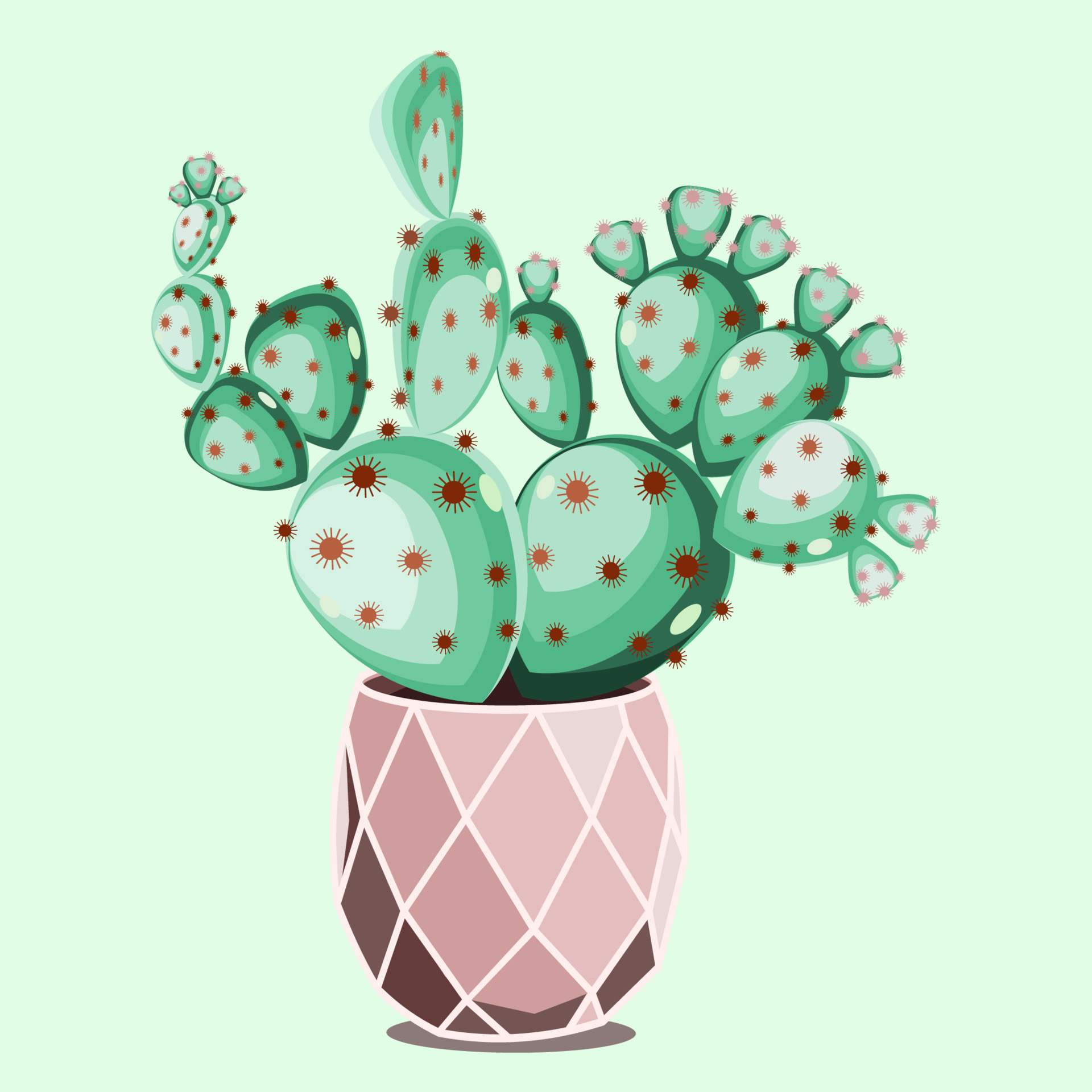 Prickly pear cactus in ceramic pot in flat technique 14065759 Vector Art at  Vecteezy