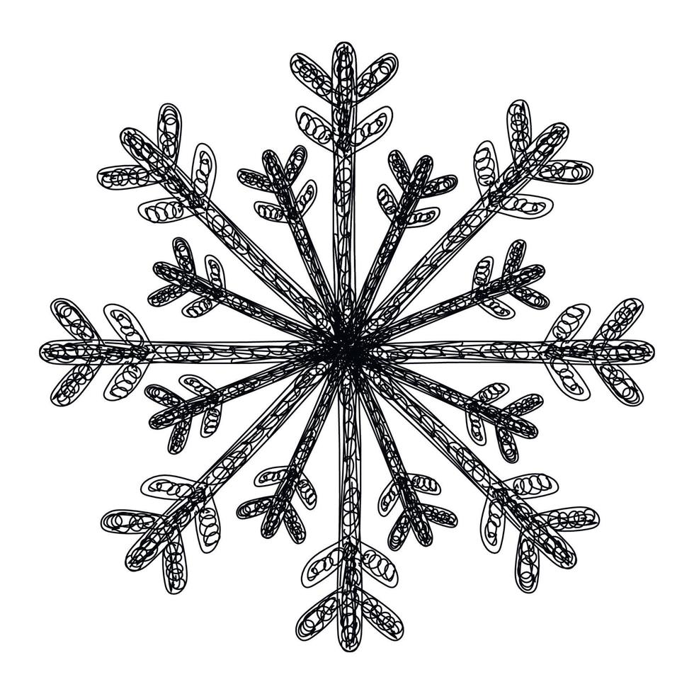 Snowflake sketch hand drawing. new year symbol, decoration vector