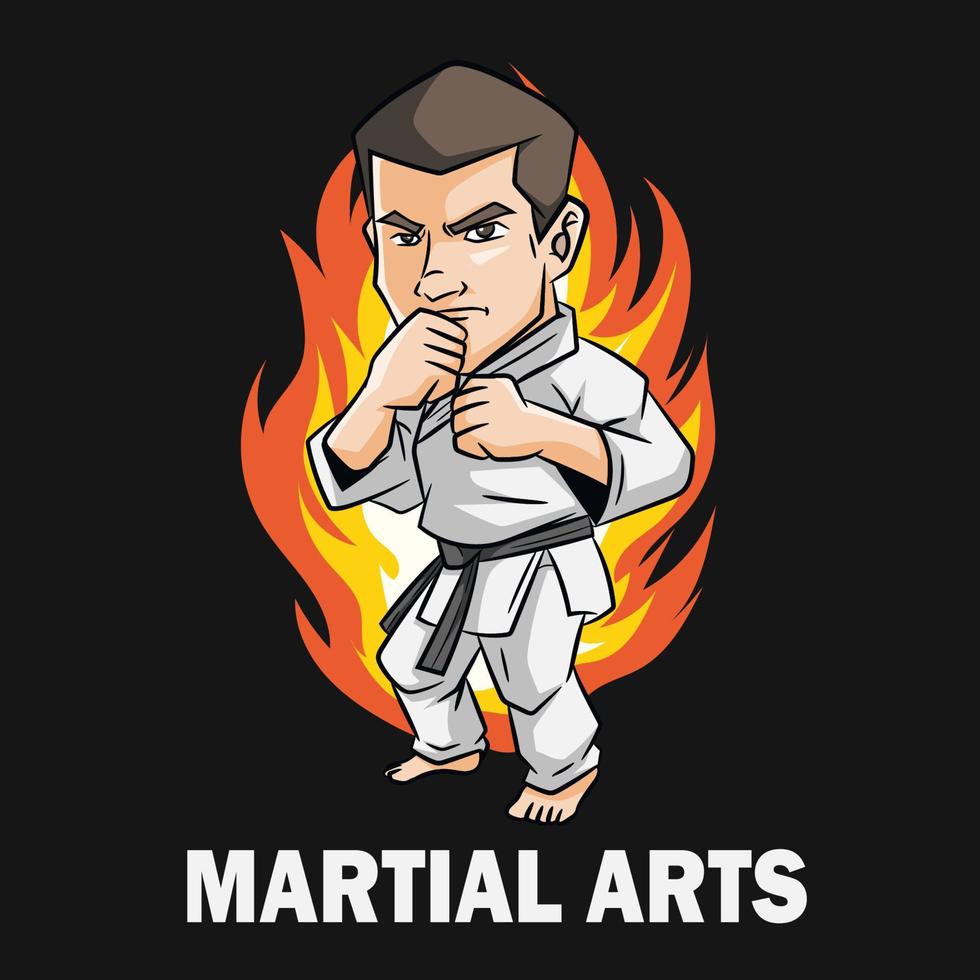 Cute vector character. Illustration for martial art poster. karate training.