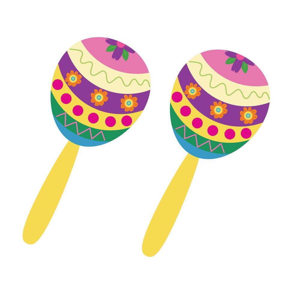 maracas mexicanas. instrumento musical tradicional. ilustración vectorial aislado sobre fondo blanco. vector