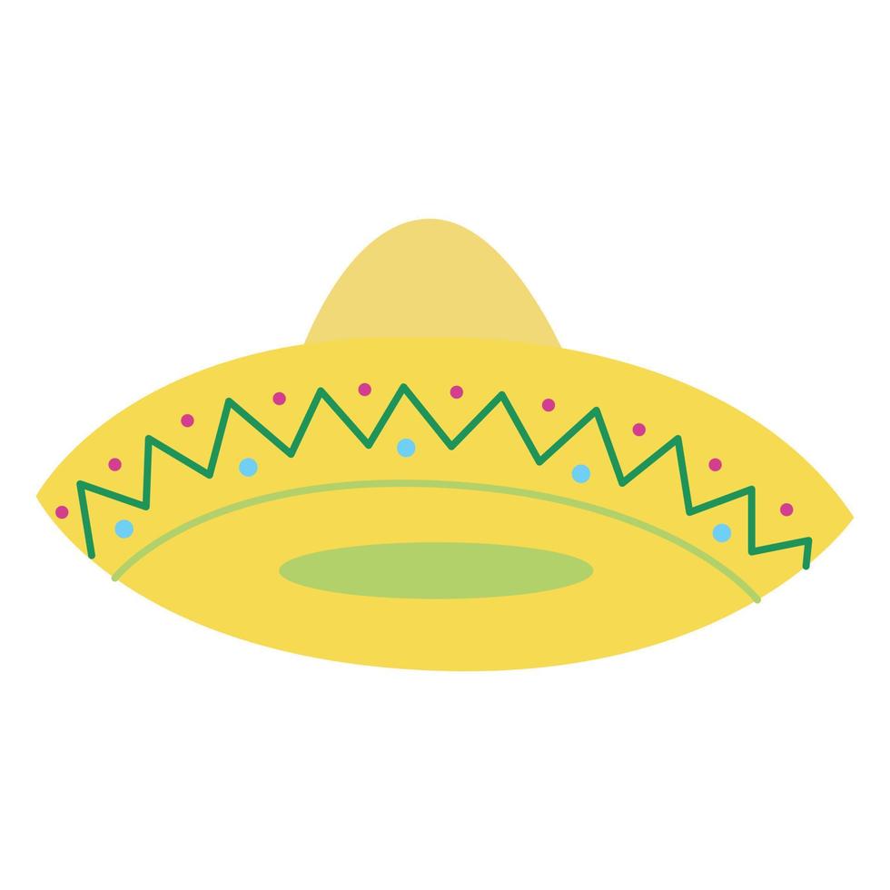 sombrero mexicano. símbolo del cinco de mayo. accesorio de fiesta latina española, tocado tradicional. símbolo de fiesta vintage decorado. ilustración vectorial vector