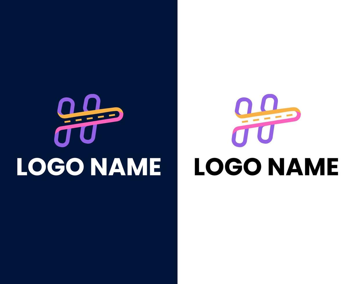 letter h with road modern logo design template vector