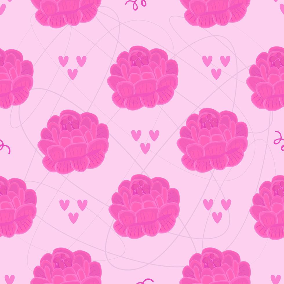 Peonies buds, seamless pattern vector