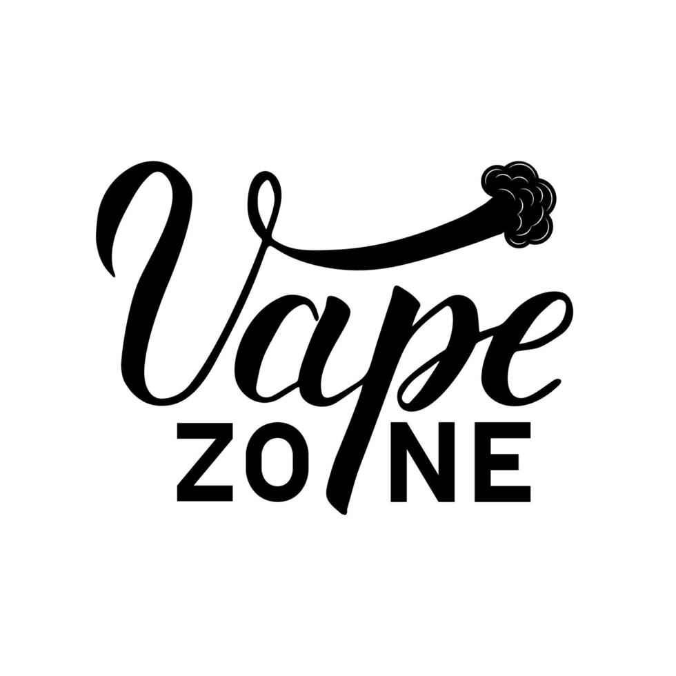 Vape Zone Sign. Calligraphy hand lettering. Minimalist logo for vaping store or bar. Vector illustration. Easy to edit template for poster, sign, t-shirt, flyer, etc