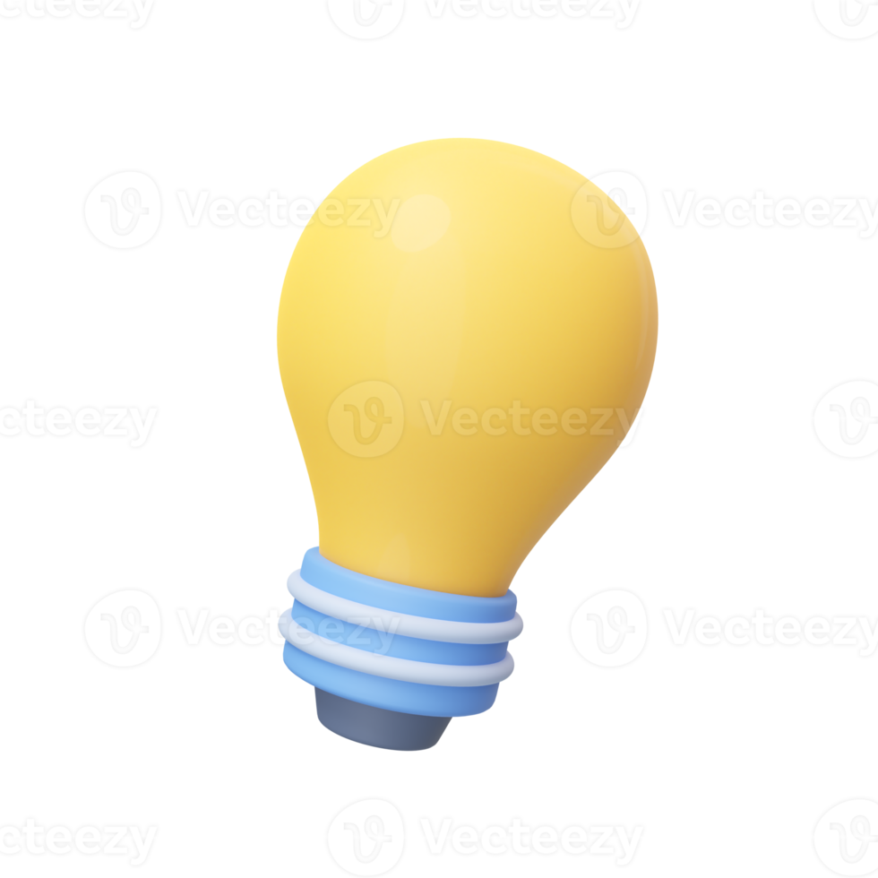 icono de bombilla de luz amarilla 3d ideas de consejos de conocimiento empresarial png