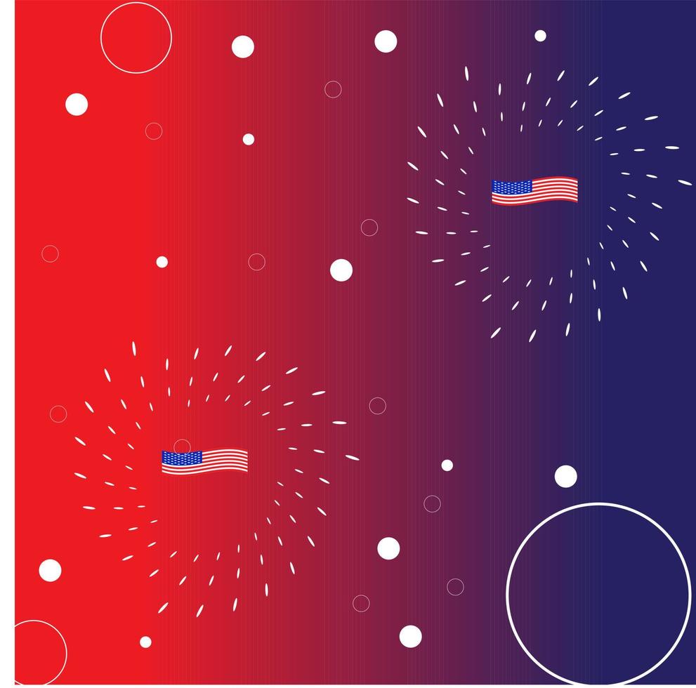 Happy President's Day banner, with flag and fireworks on beams sky background.Background president's day. vector