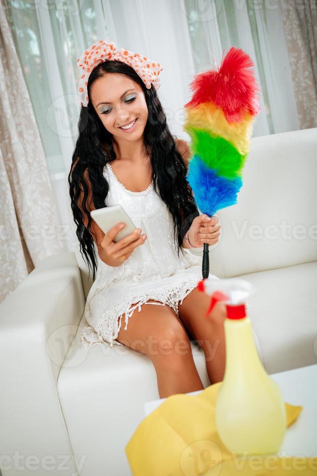 Cleaning Home An Having Fun photo